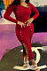 Red Ribber New Long Sleeve Double-Breasted Slim Fitting Hem Slit Dress YT3295-2
