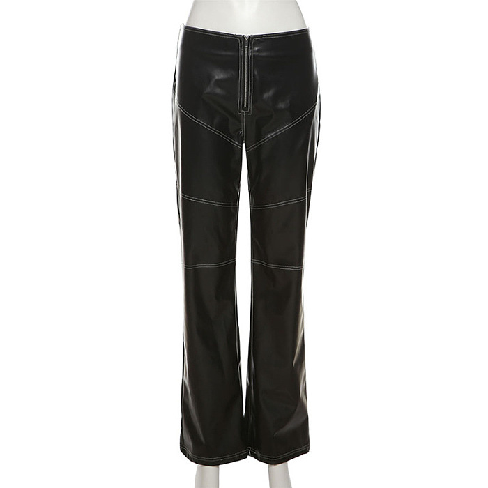 PU Material High Waist Pants
