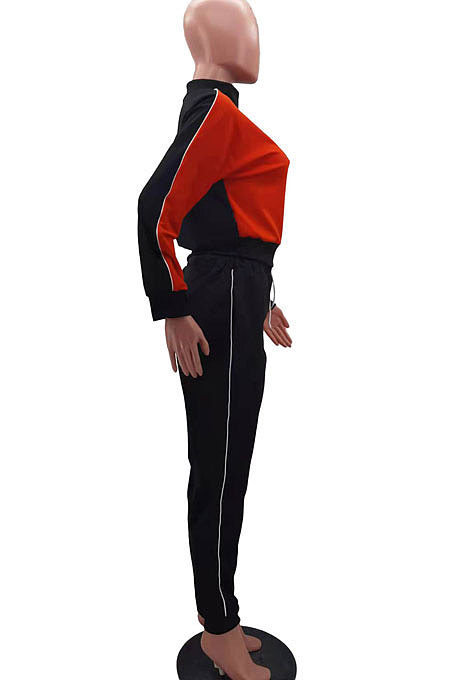 Yellow Casual Women's Color Matching Long Sleeve Jogger Sports Sets HHM6533-1