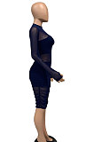Black Euramerican Club Lady Mesh Spaghetti Tank Shorts Round Collar Pullover Ruffle Mini Dress Three Pieces WMZ2482-1