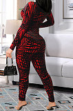Brown Euramerican Women Autumn Sexy Trendy Leaves Printing Hollow Out Pants Sets SH7289-2