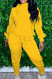 Navy Blue Casual Long Sleeve Oblique Neck Hoodie Jogger Pants Sports Sets S66318-1