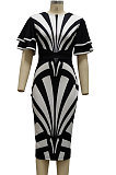 Red Digital Printed Ruffle Sleeve Round Neck Elegant For Party Wrap Dress SMR10721-2