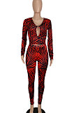 Brown Euramerican Women Autumn Sexy Trendy Leaves Printing Hollow Out Pants Sets SH7289-2