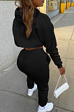 Black Pattern Printed Velvet Hooded&Cotton Tank Jogger Pants Sports Sets HG152-1