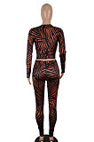 Red Euramerican Women Autumn Sexy Trendy Leaves Printing Hollow Out Pants Sets SH7289-1