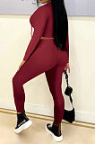 Black Women Autumn Winter Fashion Pure Color Long Sleeve Bandage Hollow Out Sexy Pants Sets WMZ2672-1
