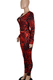 Brown Euramerican Women Autumn Sexy Trendy Leaves Printing Hollow Out Pants Sets SH7289-2