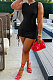 Black Women Round Collar Bodycon Drawsting Sleeveless Ruffle Knit Fashion Mini Dress WMZ2678-1