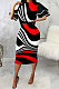 Red Digital Printed Ruffle Sleeve Round Neck Elegant For Party Wrap Dress SMR10721-2