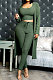Army Green High Elastic Ribber Tank&Cardigan Coat Pencil Pants Three Piece ARM8312-3