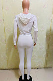 White Women Euramerican Autumn Fahion Printing Hoodie Top Irregular Sport Pants Sets AJK9024-1