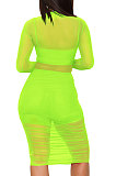 Black Euramerican Club Lady Mesh Spaghetti Tank Shorts Round Collar Pullover Ruffle Mini Dress Three Pieces WMZ2482-1