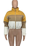 Orange Women's New Color Matching High Neck Cotton-Padded Clothes Jacket GLS10065-3