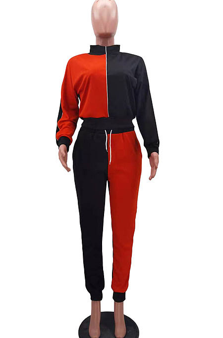 Pink Casual Women's Color Matching Long Sleeve Jogger Sports Sets HHM6533-7