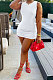 White Women Round Collar Bodycon Drawsting Sleeveless Ruffle Knit Fashion Mini Dress WMZ2678-3