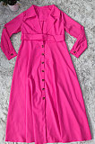 Green Women Long Sleeve Solid Color Turn-Down Collar Casual Long Waistband T Shirt/Shirt Dress YZ7079 -2