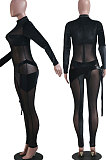 Purple Nigh Club Velvet Mesh Spliced Long Sleeve Irregular Jumpsuits SY8830-3