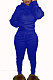 Blue Euramerican Fashion Women Solid Color Hoodie Fleece Long Sleeve Sport Pants Sets YSH86279-7