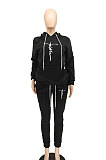 Brown Women Hoodie Drawsting Embroidered Casual Pants Sets SMY81124-3