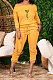 Yellow Women Letters Printing Ribber High Elastic Loose A Word Shoulder Autumn Winter Pants Sets XT8125-1
