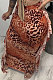 Orange Euramerican Women Leopard Printing Tassel Skirts HM5516-3