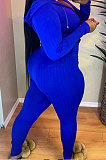 Grey Cotton Blend Long Sleeve Zipper Hoodie Skinny Pants Solid Color Suit FH180-1