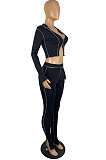 Orange Newest Design Long Sleeve Irrugelar Tops Skinny Pants Casual Sets E8616-1