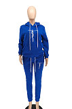 Black Women Hoodie Drawsting Embroidered Casual Pants Sets SMY81124-1