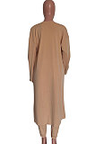 Apricot Women Long Sleeve Solid Color Coat Short Tank Pants Three Pieces HM5514-1