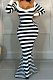 Luxe Simple Striple Long Sleeve Square Neck Collect Waist For Party Mermaid Dress E8618