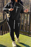 Brown Women Hoodie Drawsting Embroidered Casual Pants Sets SMY81124-3