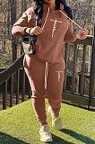 Black Women Hoodie Drawsting Embroidered Casual Pants Sets SMY81124-1
