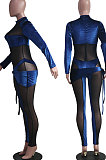 Purple Nigh Club Velvet Mesh Spliced Long Sleeve Irregular Jumpsuits SY8830-3
