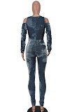 Black Women Casual Velvet Off Shoulder Pure Color Ruffle Bodycon Jumpsuits ED8539-2