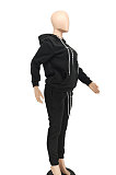 Brown Women Hoodie Drawsting Embroidered Casual Pants Sets SMY81124-3