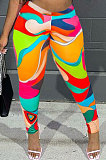 Yellow Casual Design Printed Elastic Yoga Hip Pants FH181-1