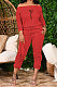 Red Women Letters Printing Ribber High Elastic Loose A Word Shoulder Autumn Winter Pants Sets XT8125-2