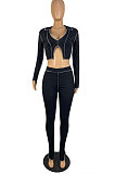 Orange Newest Design Long Sleeve Irrugelar Tops Skinny Pants Casual Sets E8616-1
