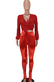 Black Women Chiffon Top Pure Color Pants Sets ED1084-2