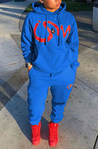 Khaki Casual Sports Letter Printed Long Sleeve Hoodie Jumper Jogger Pants Suit MN8386-1