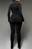 Dark Purple Wholesale Velvet Long Sleeve High Neck Tops Skinny Pants Slim Fitting Suit DR88131-1