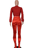 Black Women Chiffon Top Pure Color Pants Sets ED1084-2