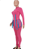 Blue Euramerican Women Fashion Casual Cotton Blend Long Sleeve Long Pants Sets ED1086-3