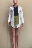 Black Prevail Design Printed Long Sleeve Lapel Neck Shirts ORY5211-1