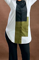 White Prevail Design Printed Long Sleeve Lapel Neck Shirts ORY5211-2