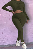 Black Pure Color Sexy Long Sleeve Dew Waist Ruffle Bodycon Jumpsuits HY5245-3