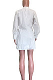 Black Newest Women's Puff Sleeve Loose Drawsting Mini Dress ORY5213-2