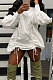 White Newest Women's Puff Sleeve Loose Drawsting Mini Dress ORY5213-1