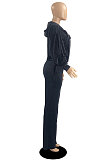 Khaki Preppy Women's Velvet Strapless+Cardigan Coat Trousers Plain Color Three Piece DR88137-2